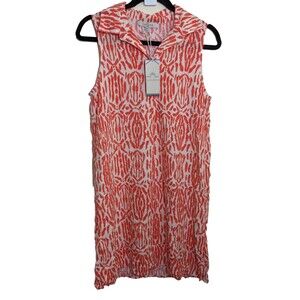 CASA CABANA Anna Shift Dress Sleeveless In Coral Collared Preppy Size XS